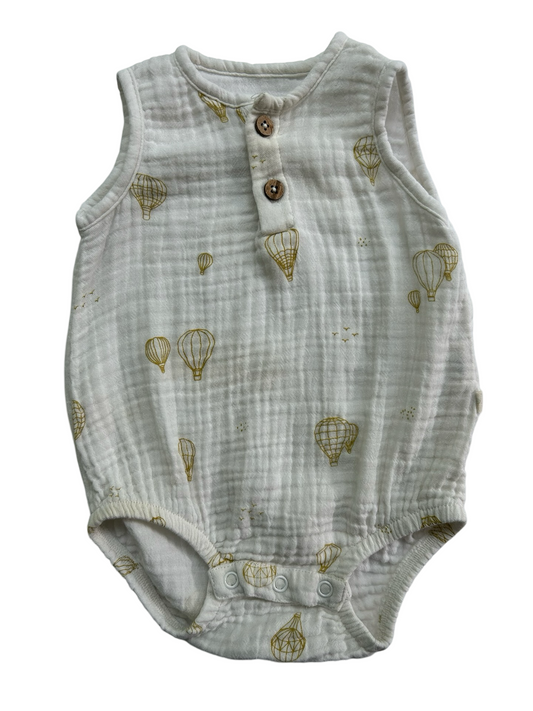 3-6M Baby Boy Makemake Organics Sleeveless Bubble Romper