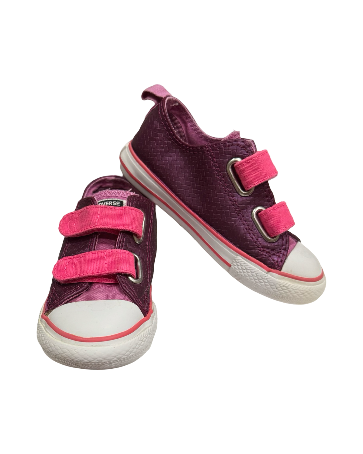 8C Toddler Girl Converse Purple / Pink Woven Shimmer Velcro Sneaker