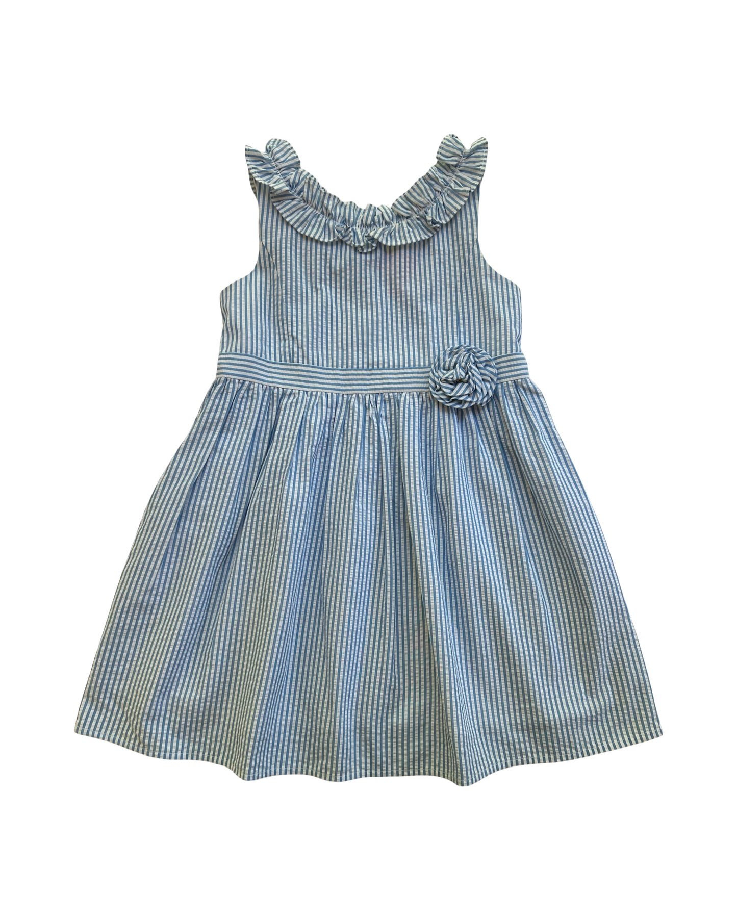 6 Toddler Girls Lilly Pulitzer Georgina Coastal Blue Seersucker Dress.
