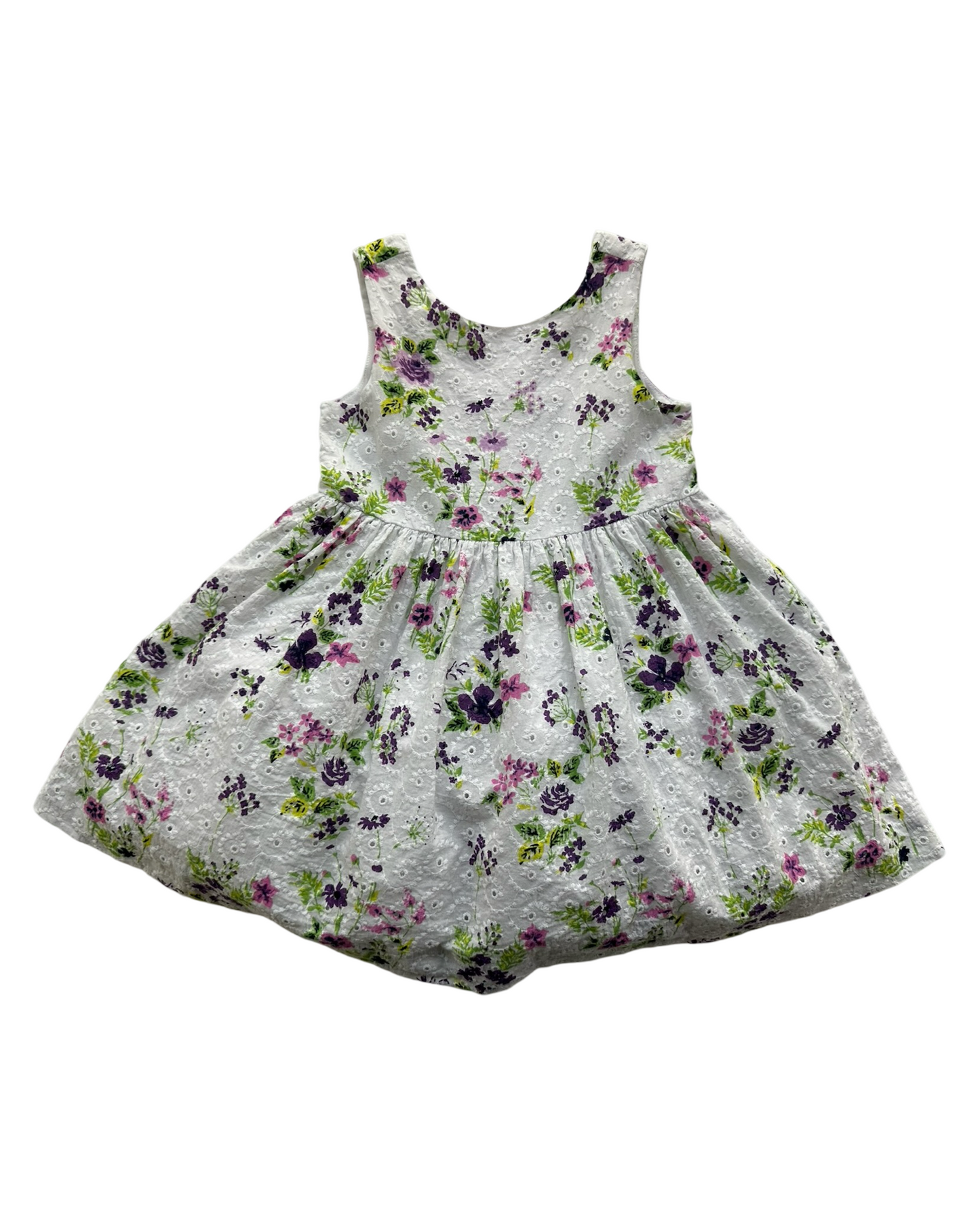12M-18M Baby Girl Janie & Jack Embroidered Floral Sleeveless Eyelets Dress