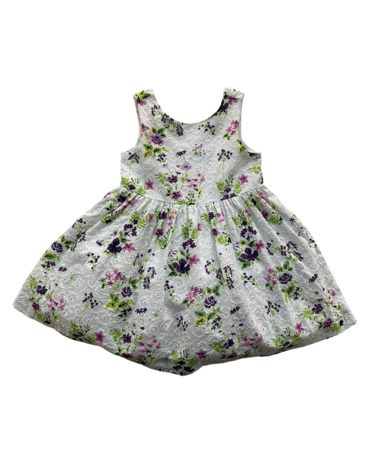 12M-18M Baby Girl Janie & Jack Embroidered Floral Sleeveless Eyelets Dress