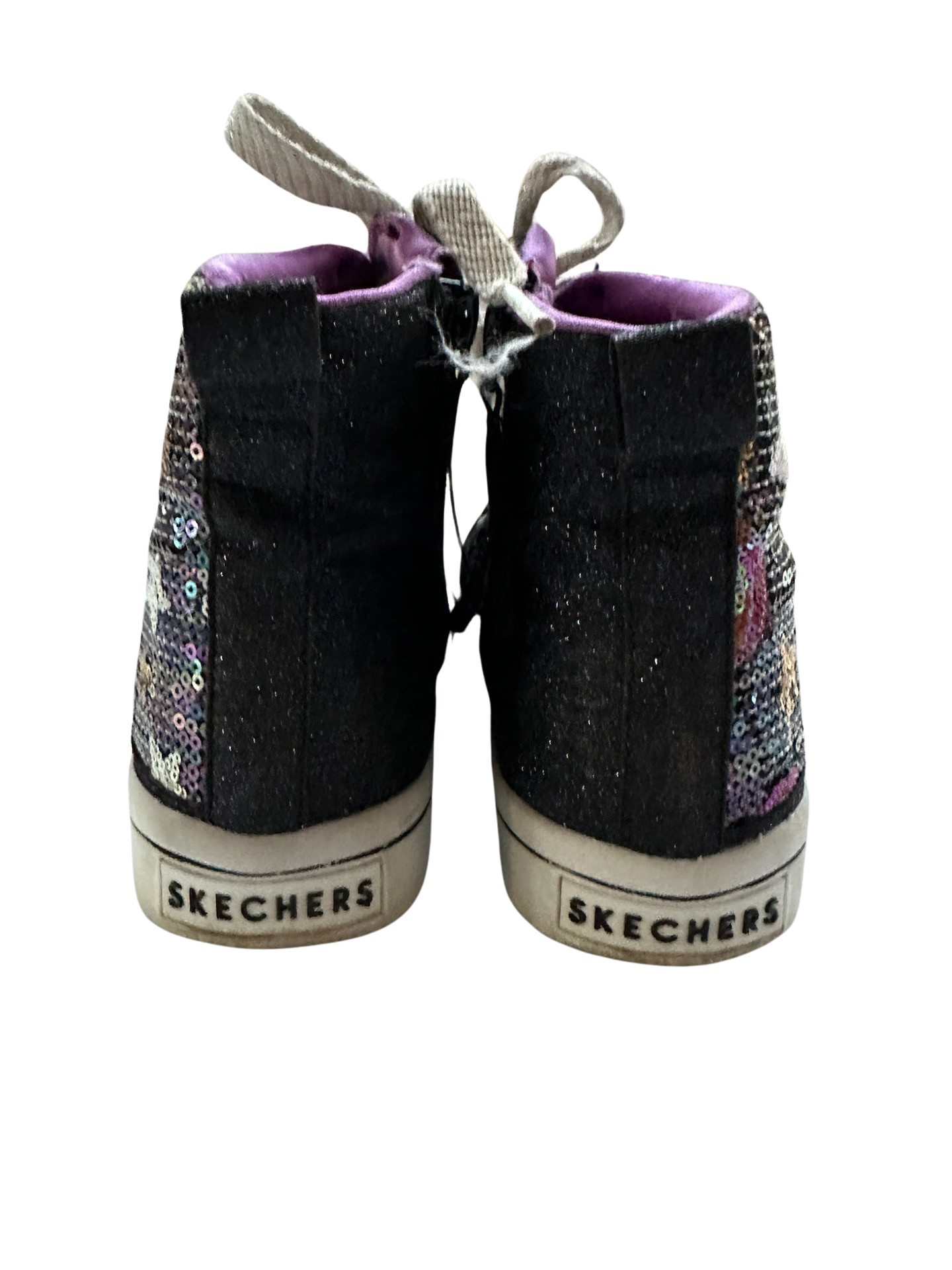 Sketchers Black Glitter Star & Moon Glitz High Top Shoes Big Kids Size 4.5Y