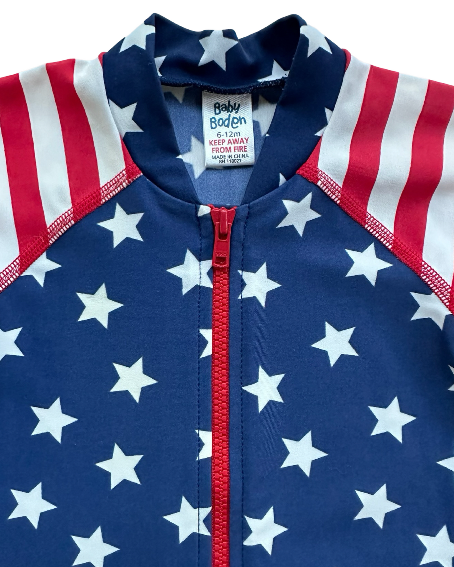 6-12M Baby Boy Baby Boden American Stars & Stripes Rash Guard Swim Suit