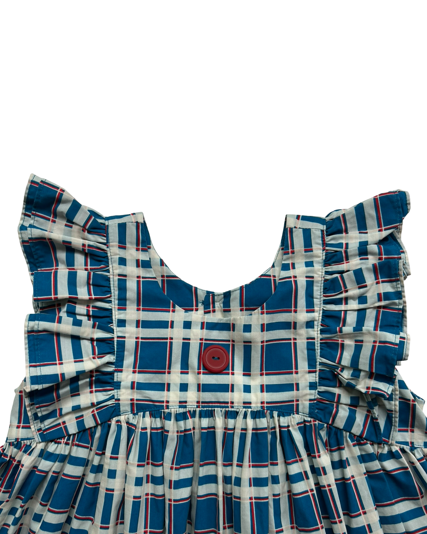 6T-7T Toddlers Girls Eleanor Rose Patriotic, Plaid, Ruffled Sleeve Dress