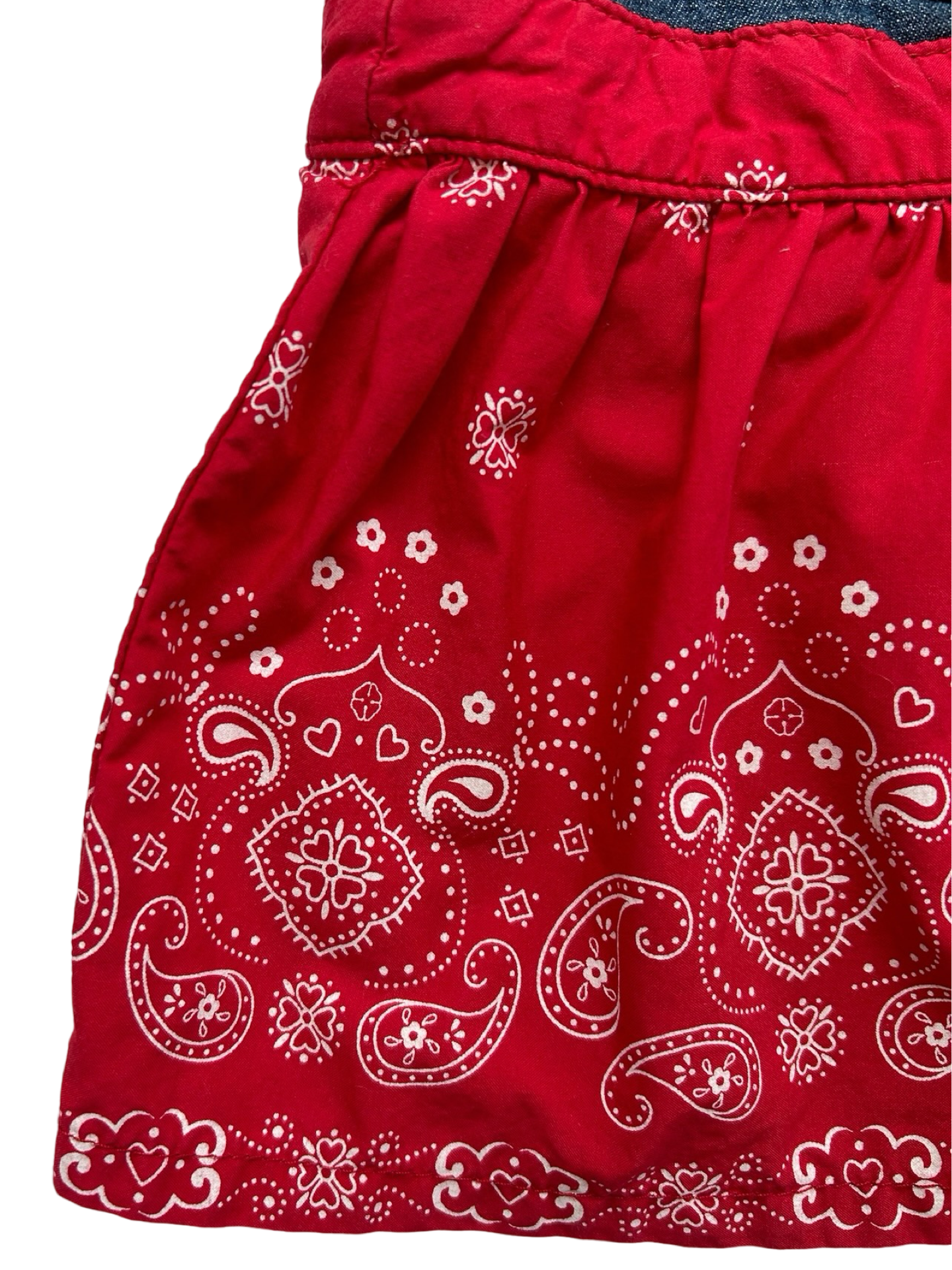 6M Baby Girl OshKosh B’Gosh Blue Jean Overall Handkerchief Print Dress.