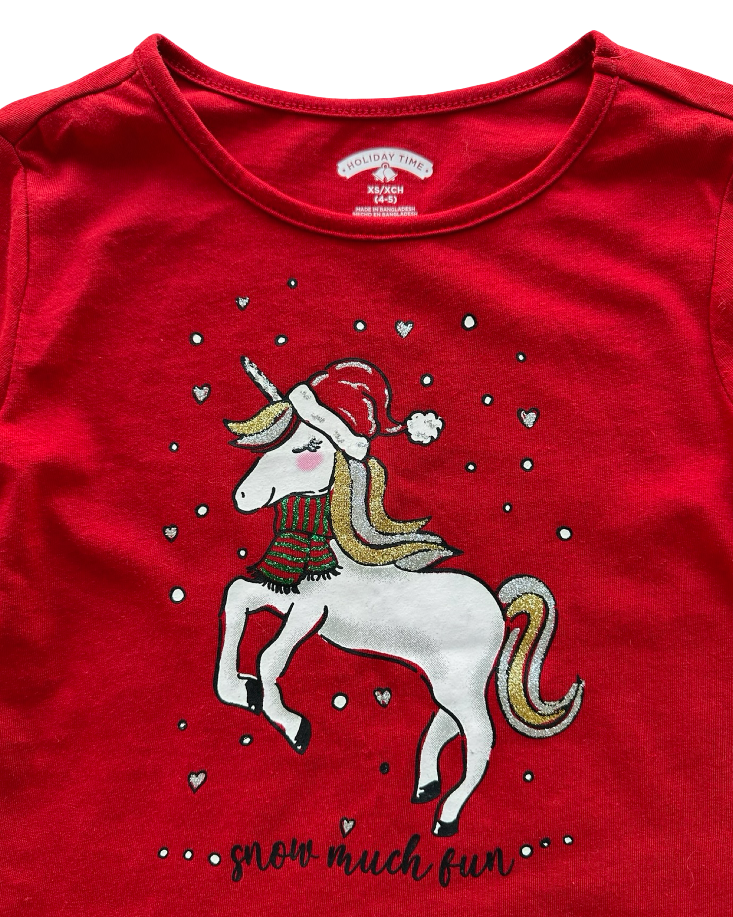 XS 4T-5T Toddler Girl Holiday Time Christmas Unicorn Sweatshirt Knit Top