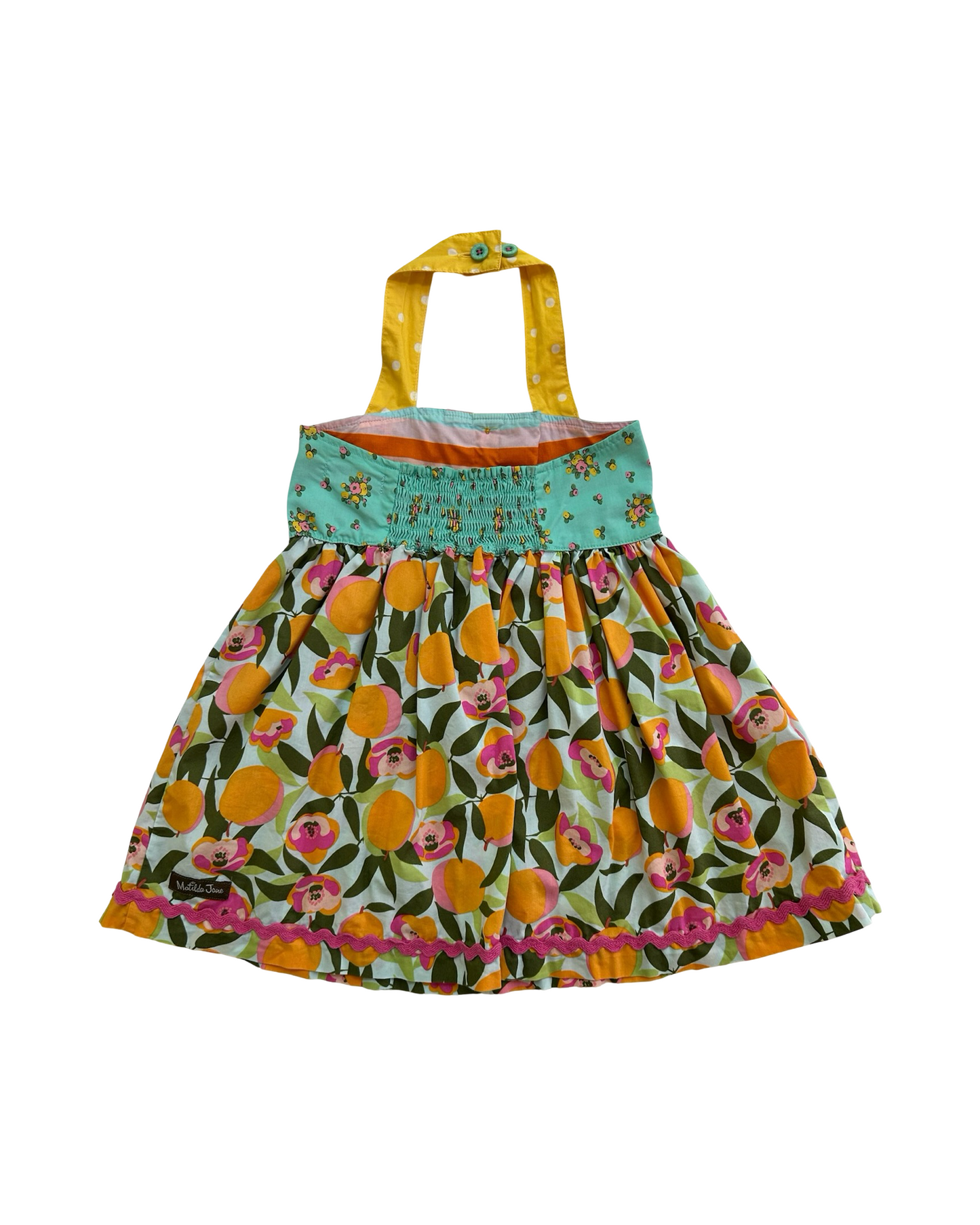 4T Toddler Girl Matilda Jane You’re A peach Halter Tunic Top And Stripe Ruffle Short 2 Piece Set.