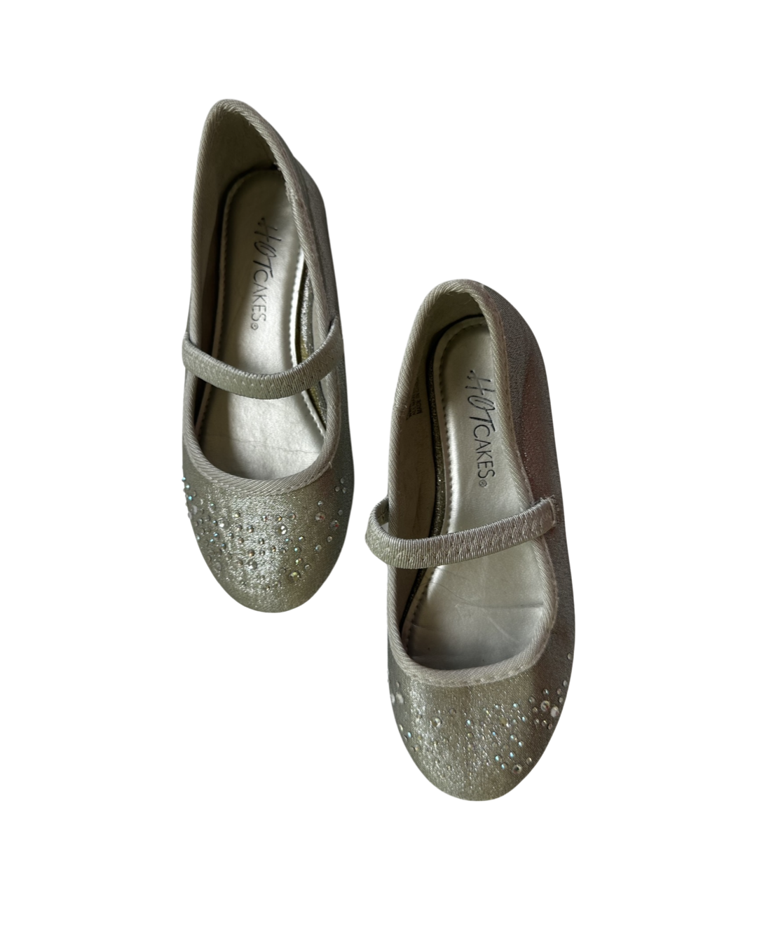 Little Girls Silver Sparkle Hotcakes flat Dress Shoes - Size 10C