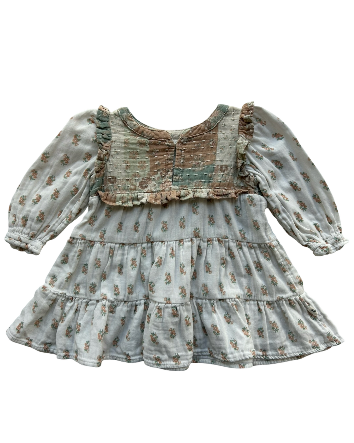 18M Baby Girls Easy-Peasy Patchwork Knit Long Sleeve Dress.