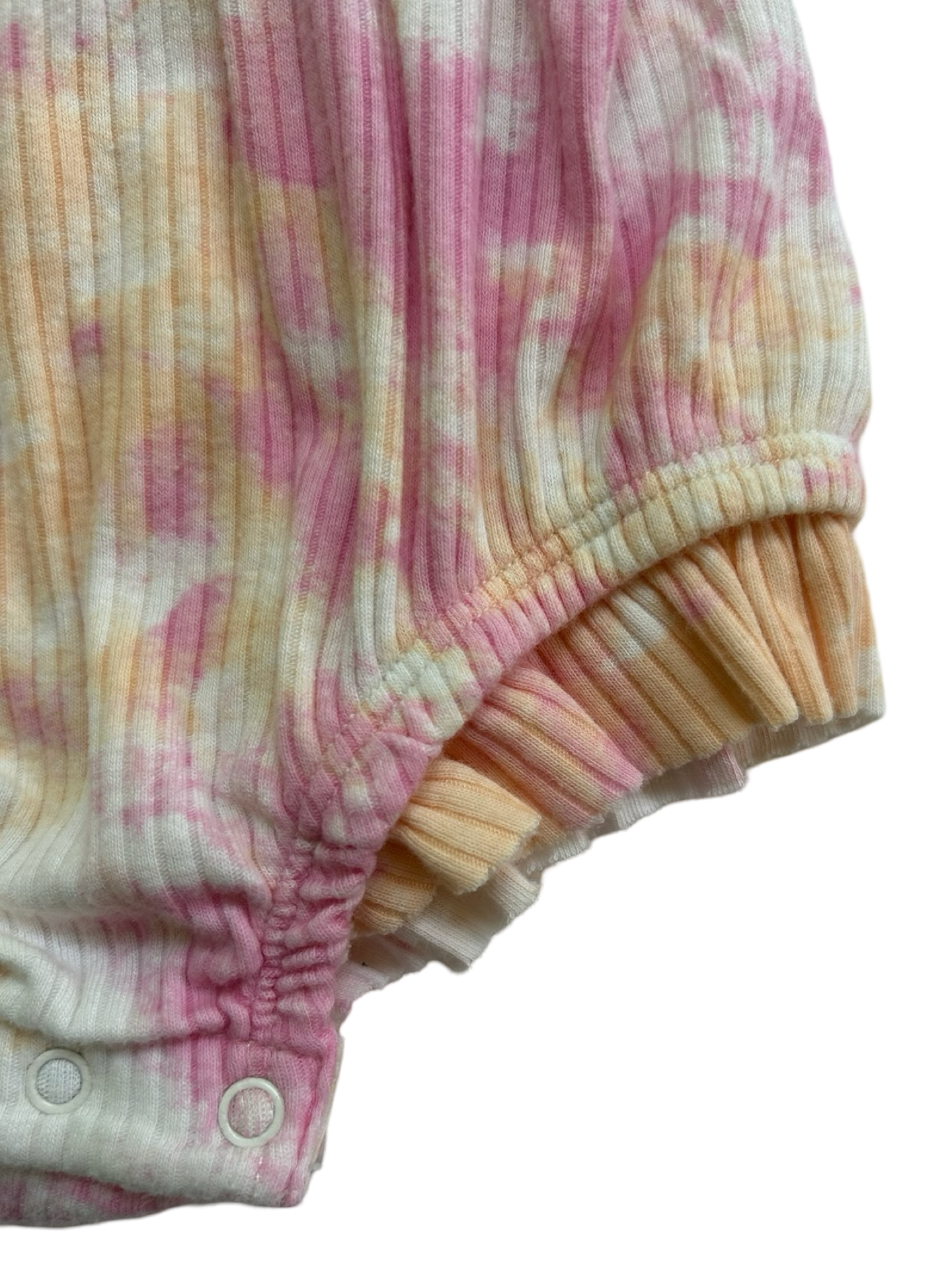 3M-6M Baby Girl’s Cat & Jack Ruffle Pink / Orange Tye Die Bubble Romper.