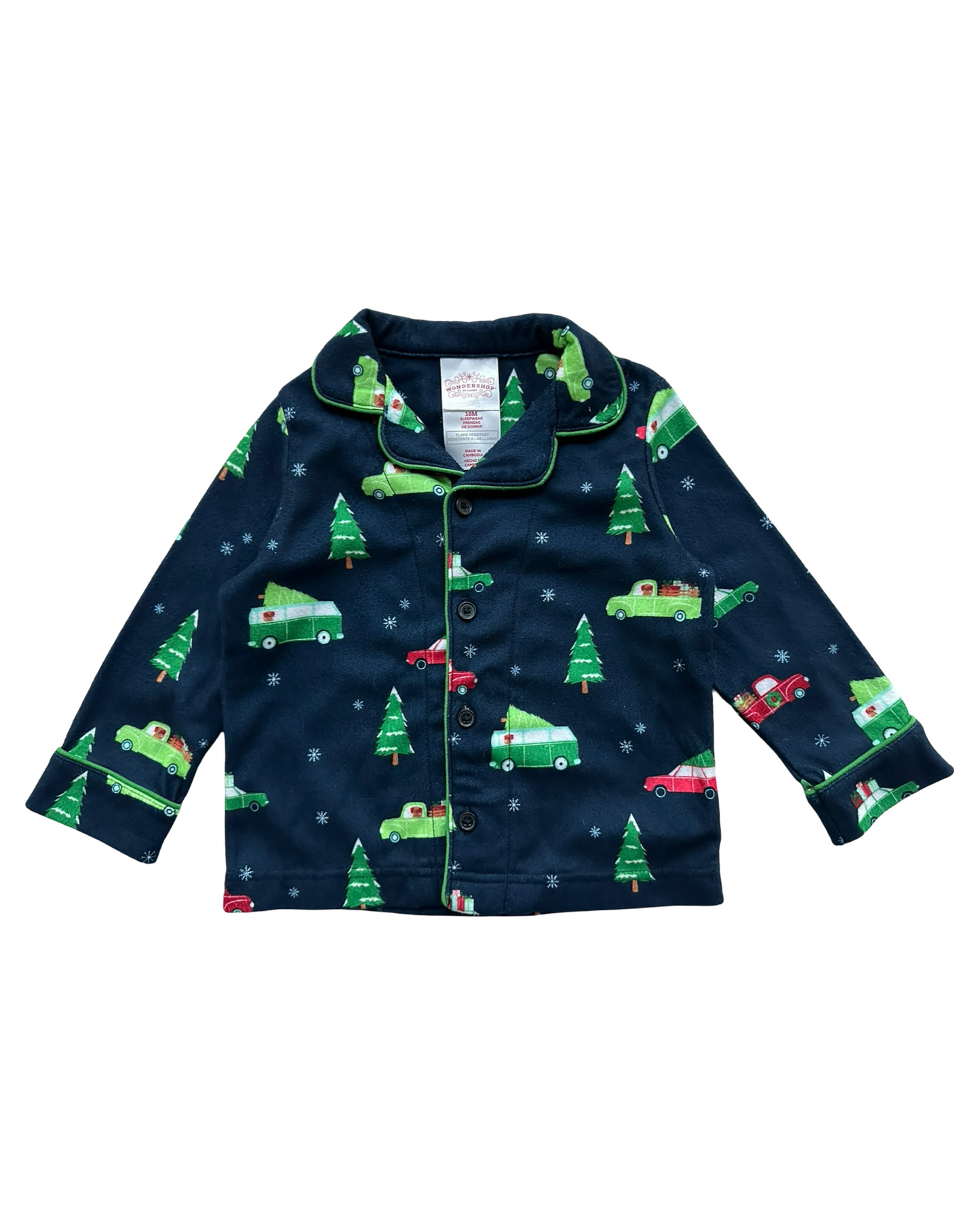 18M Baby Boy Wondershop Flannel Cars 🛻 & Christmas Tree 🎄 Nightwear 2 Pieces Pajama  Set