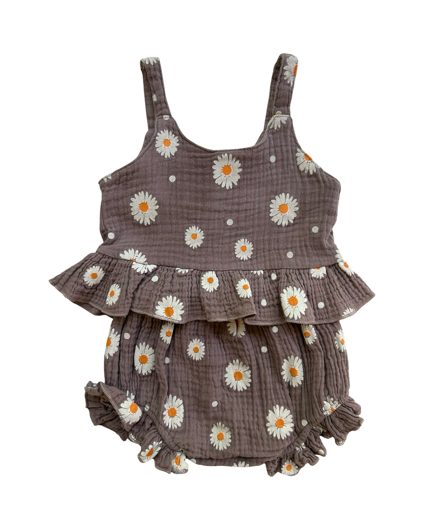 80CM - 9M Toddler Girls Kiapeise Summer Set Of Sleeveless Pump Short With Daisy Print
