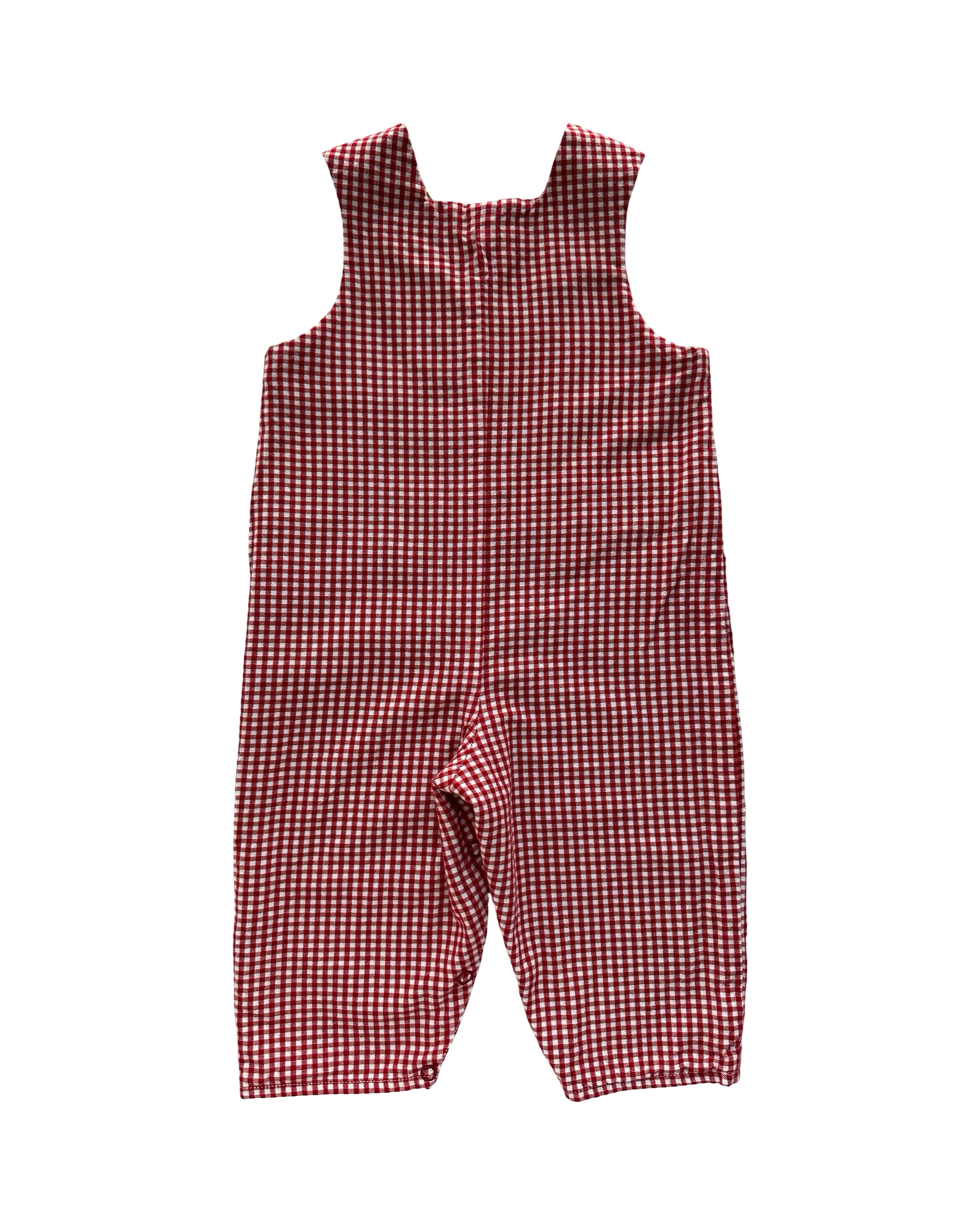 12M Baby Boys The Bailey Boys Gingham Patterned Overall-Romper Reversible Appliqués Camel 🐫 Reverse To Farm Car. One Piece.