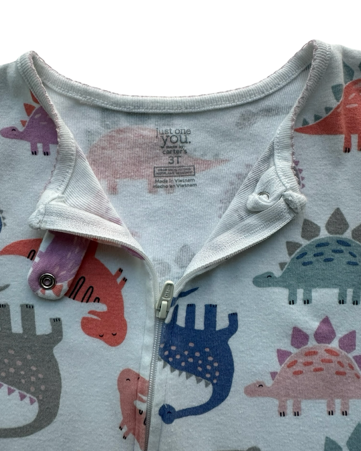 3T Toddler Girls Just One You By Carter’s Dinosaurs 🦕 🦖 Zippered Sleeper PJs
