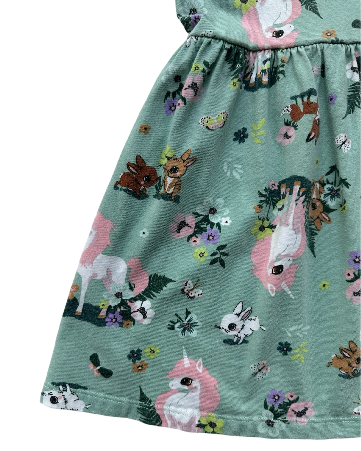 3T-4T Toddler Girls H&M Patterned Jersey Forest / Animal Dress🌳 💐🦄🐇🦋