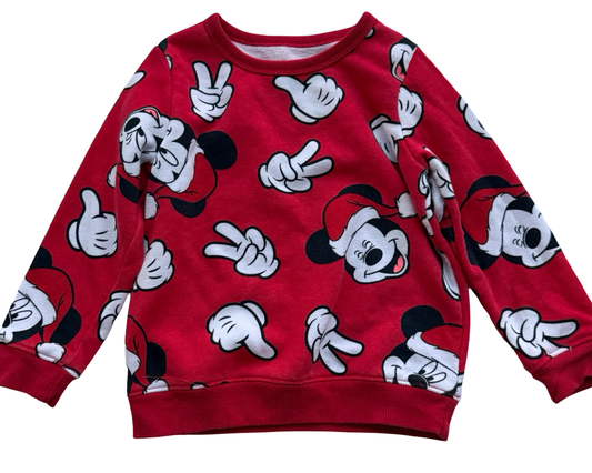 3T Toddler Boy / Girl Red Disney Mickey Mouse Christmas Sweatshirt