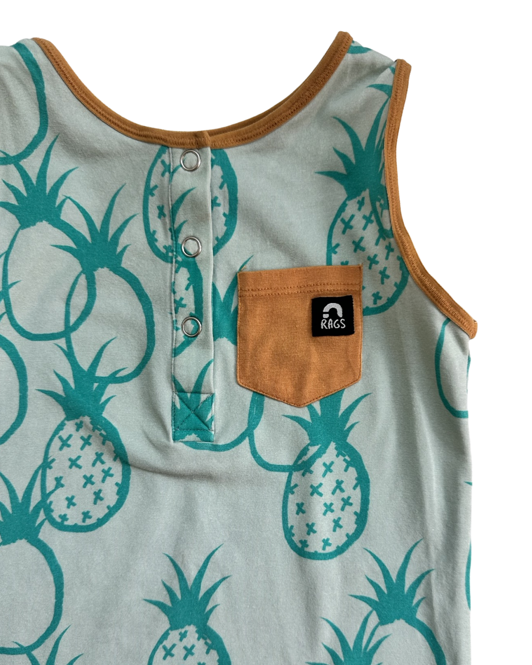 2T Toddler Boy / Girl RAGS to Raches Pineapple Tank Shortie Romper