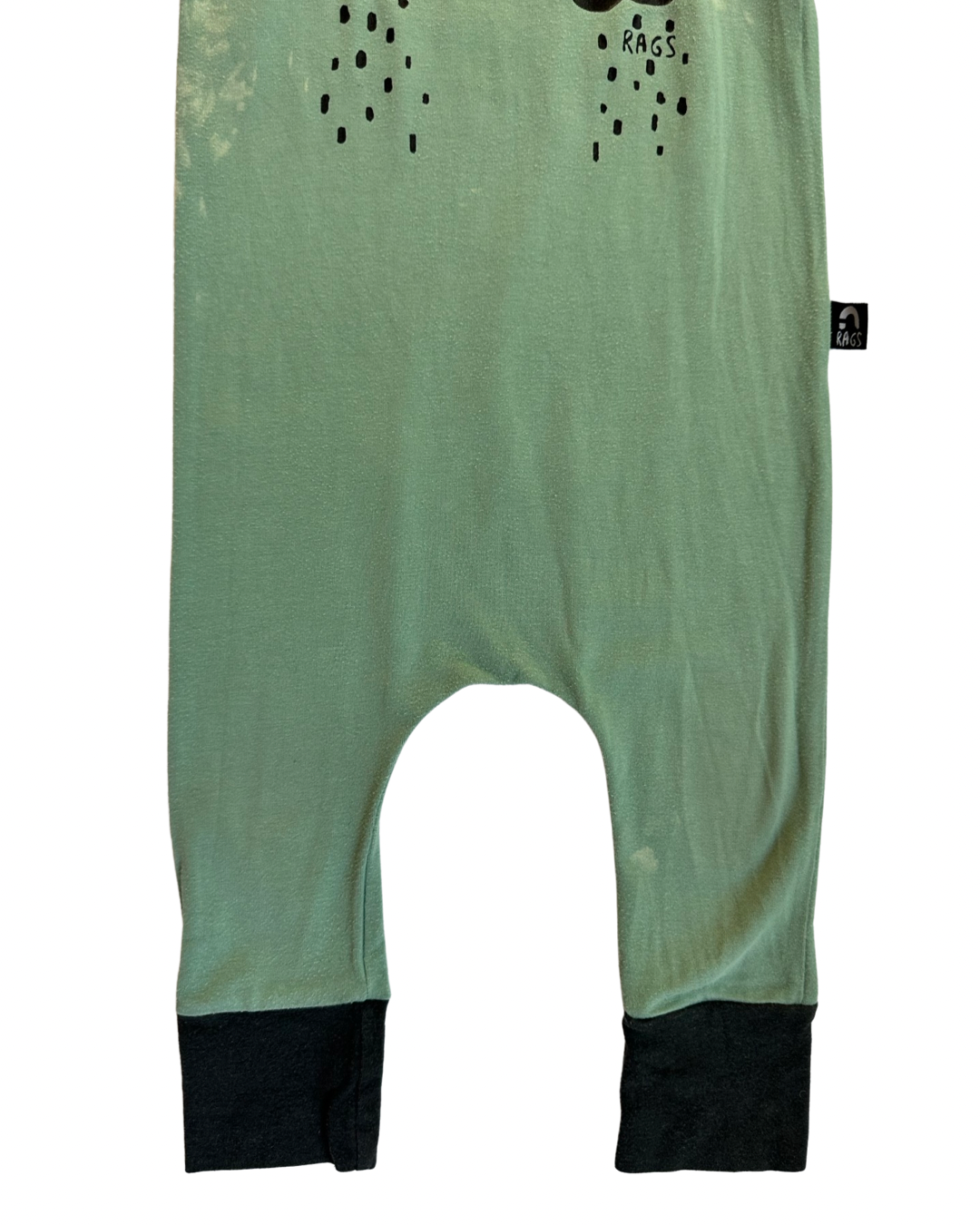 18-24M Baby Boy RAGS to Raches Rain Rain Rainbow Sage Green Long Sleeve Romper