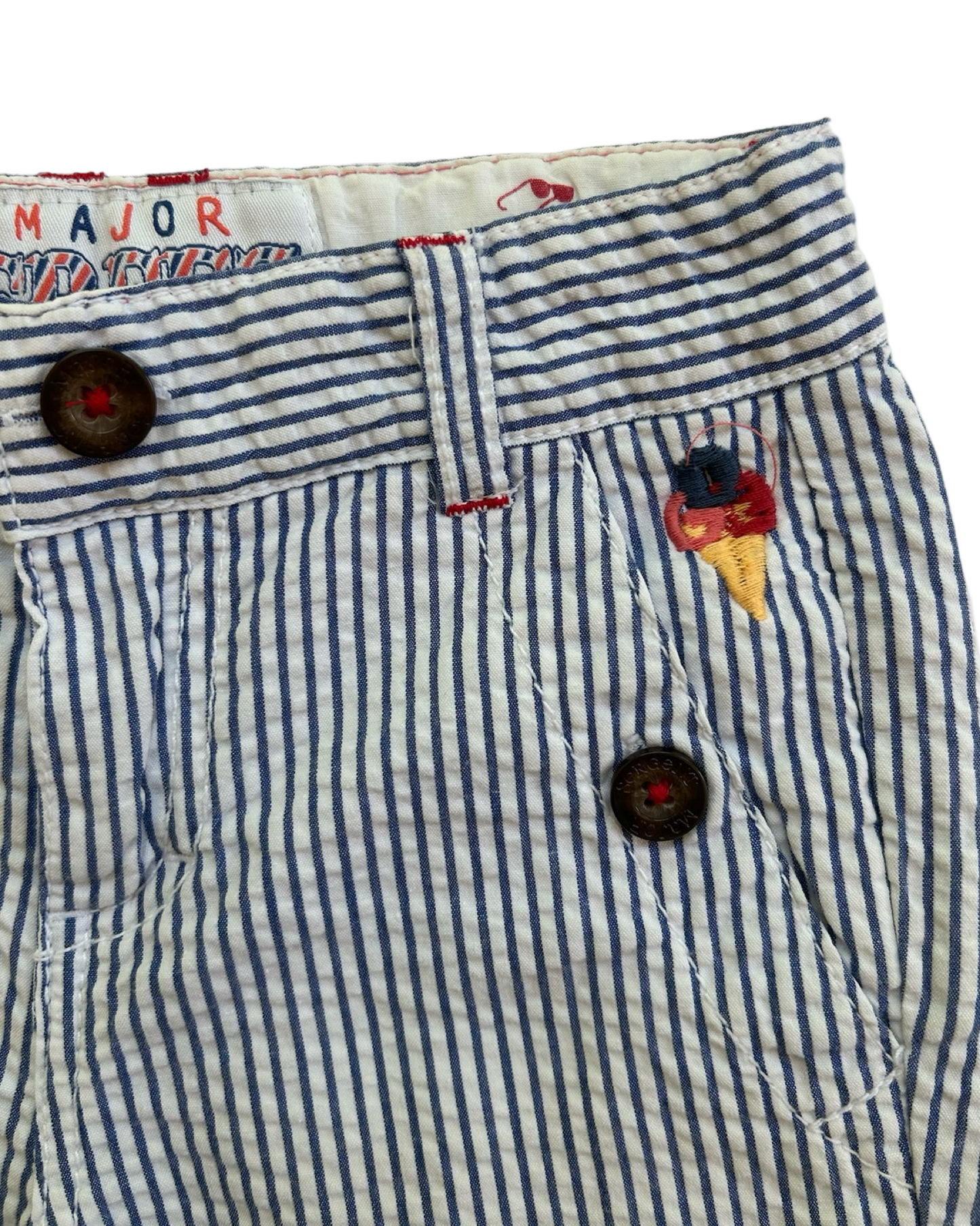 3T Toddler Boy Boutique Sergent Major Freeze Blue Striped Seersucker Shorts