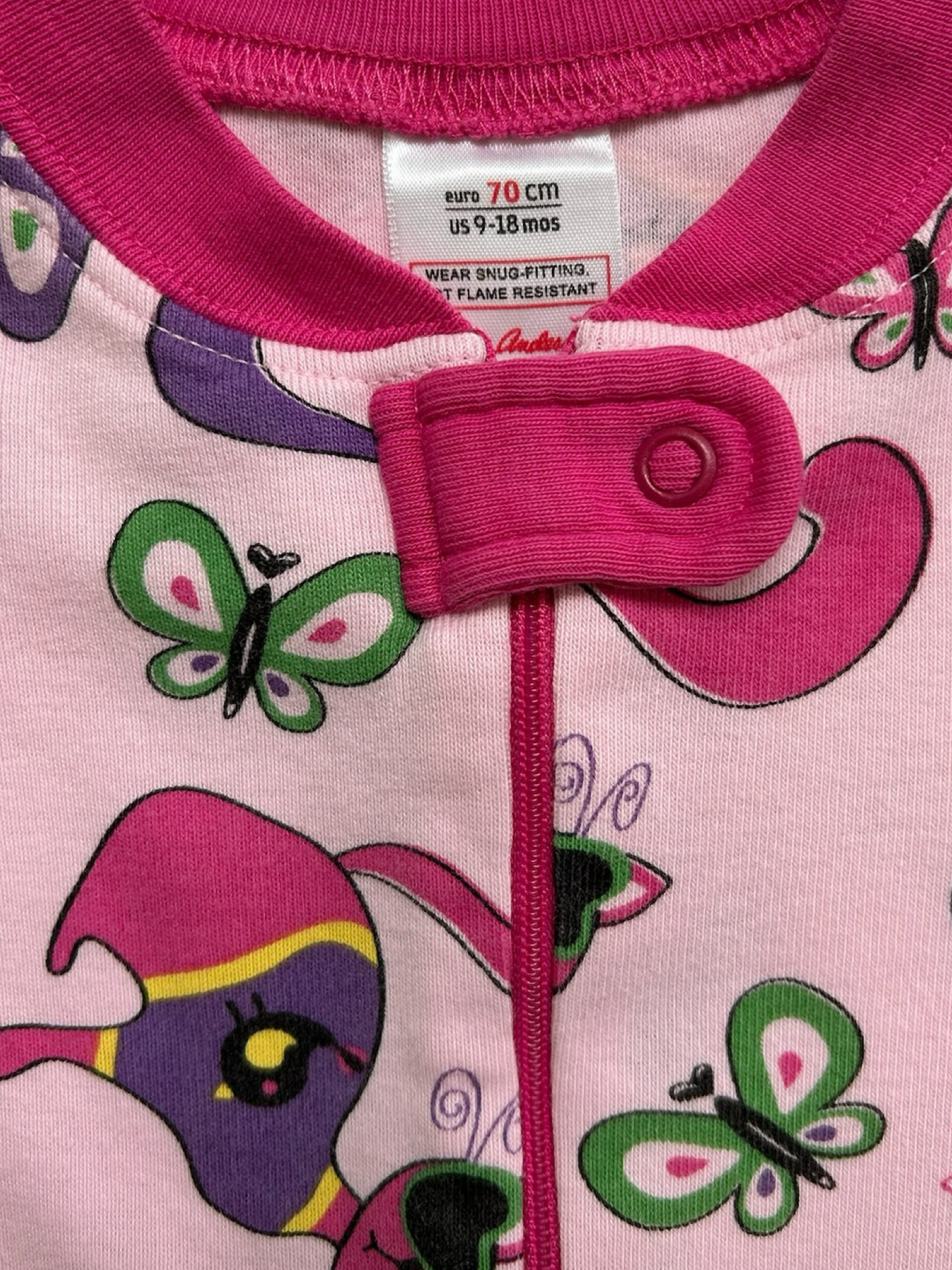 9M-18M Baby Girls Hanna Andersson Cats 🐈‍⬛ 🐈  And Butterfly 🦋🦋 Print Zip Sleeper In Organic Cotton Pjs.