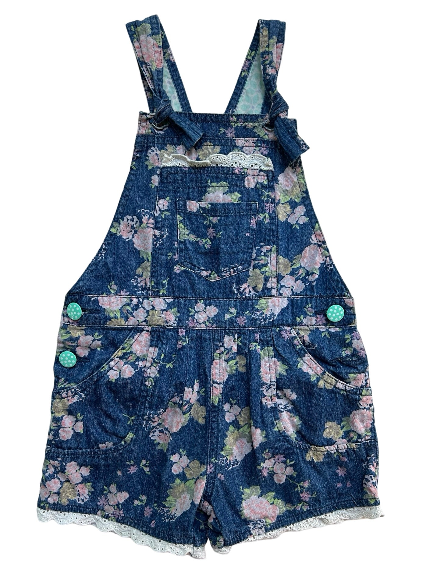 4T Toddler Girl Matilda Jane Adventure Begins Playground Floral Demin Romper Overalls