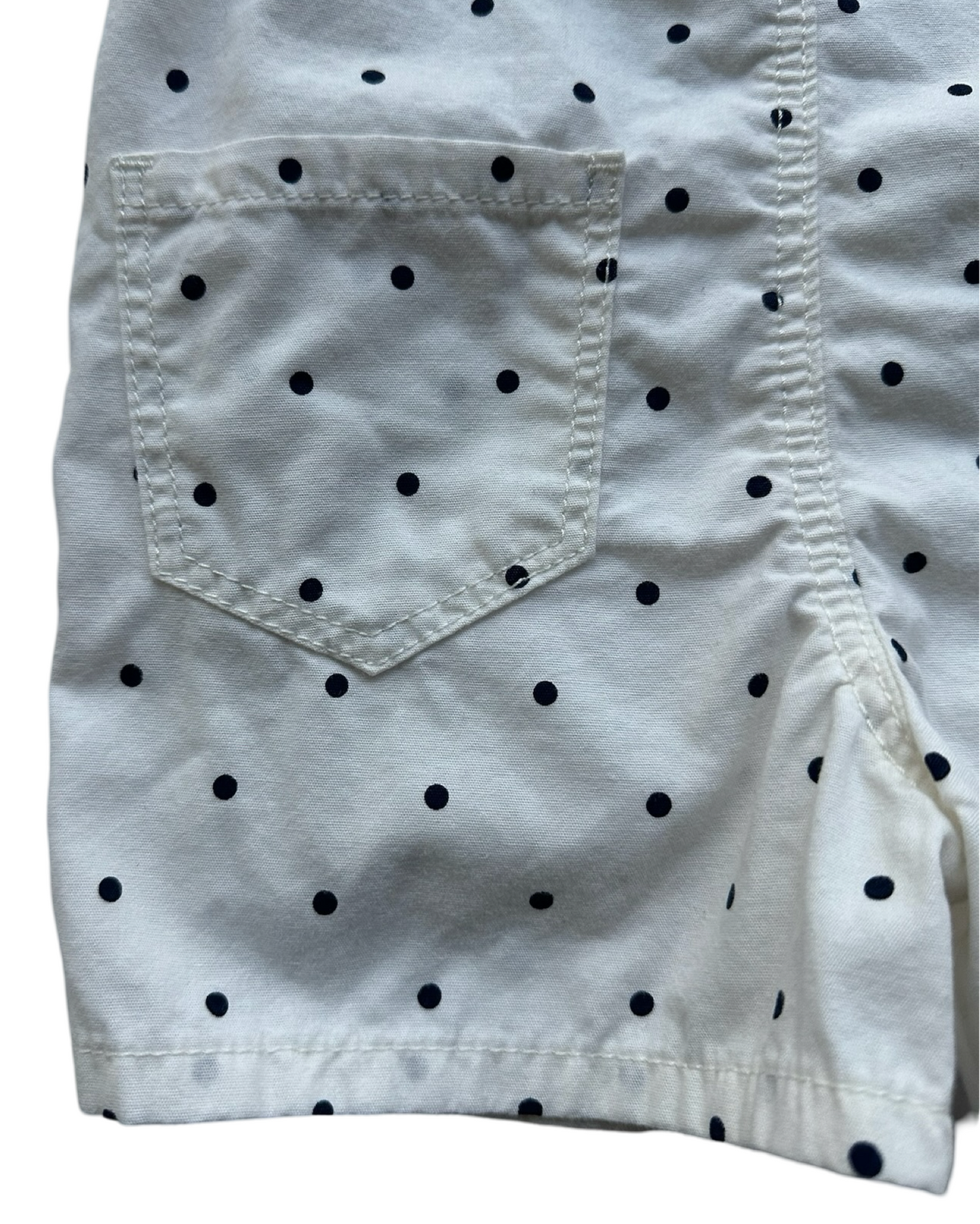 2T Toddler Girl OshKosh B’gosh White With Blue Polka Dots Short tall Overall