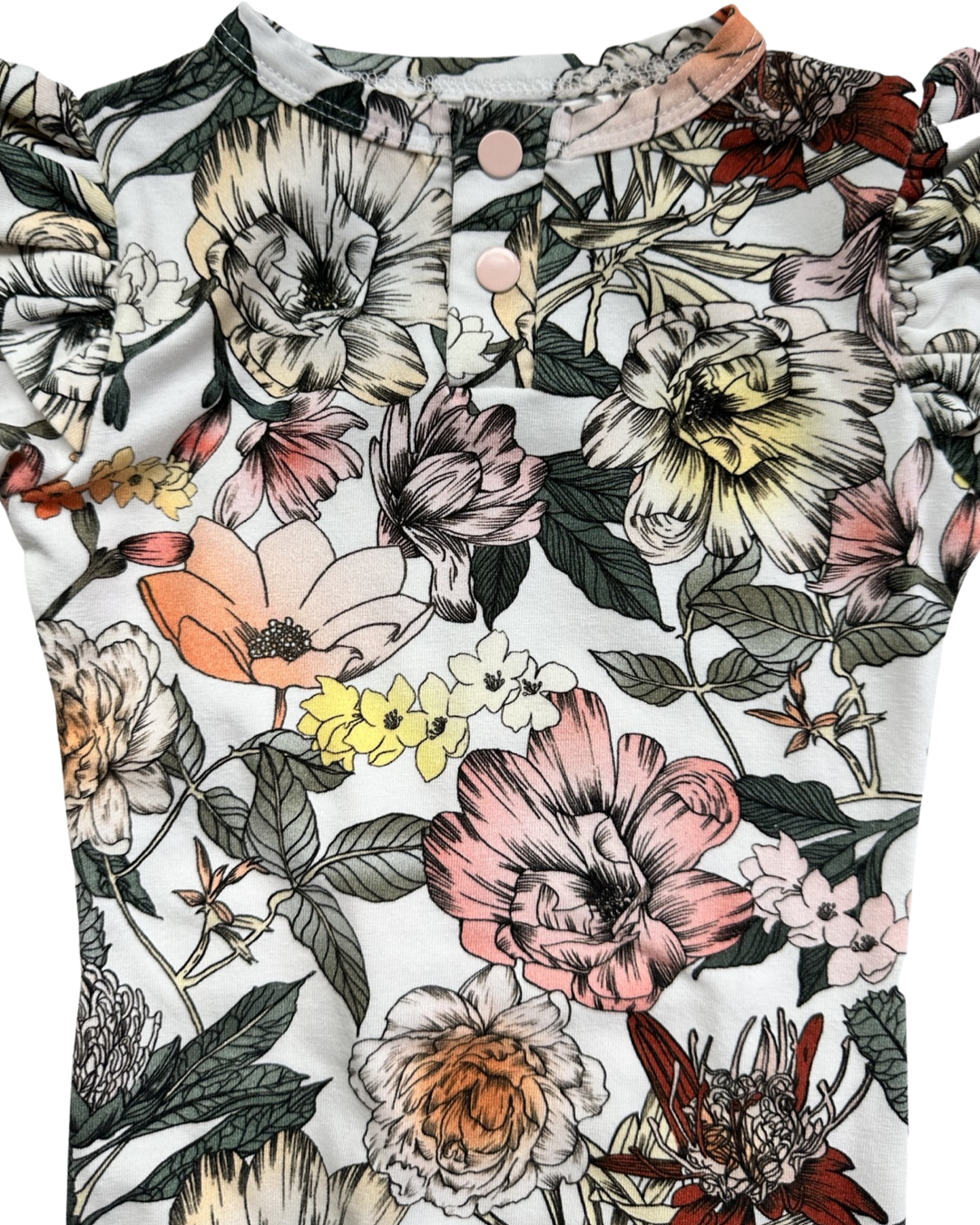 0-3M Baby Girl Snuggle Hunny Organic Cotton Floral Romper / Sleeper