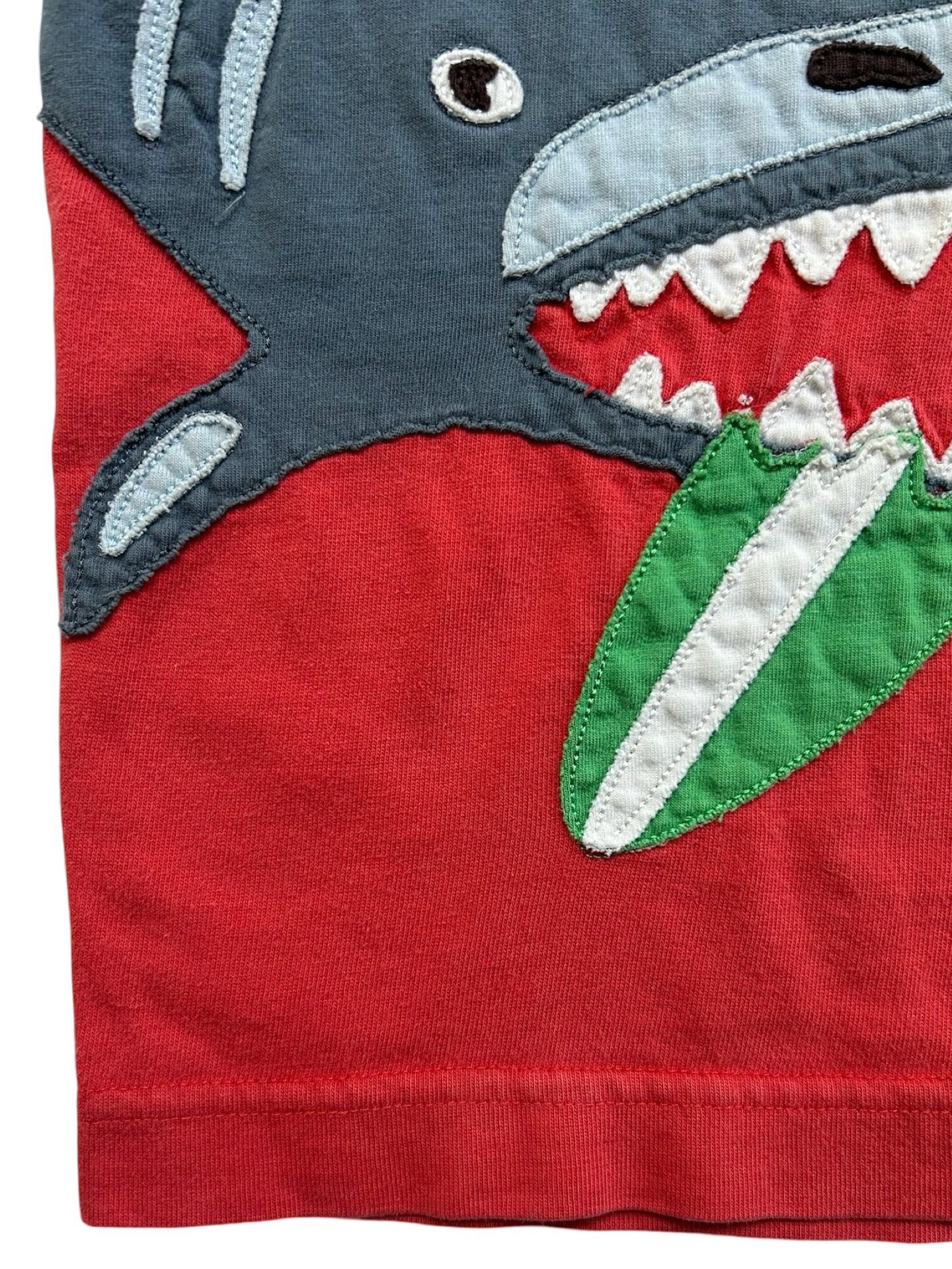 2Y - 3Y Girls Mini Boden Short Sleeve T-Shirt Big Appliqué SHARK 🦈