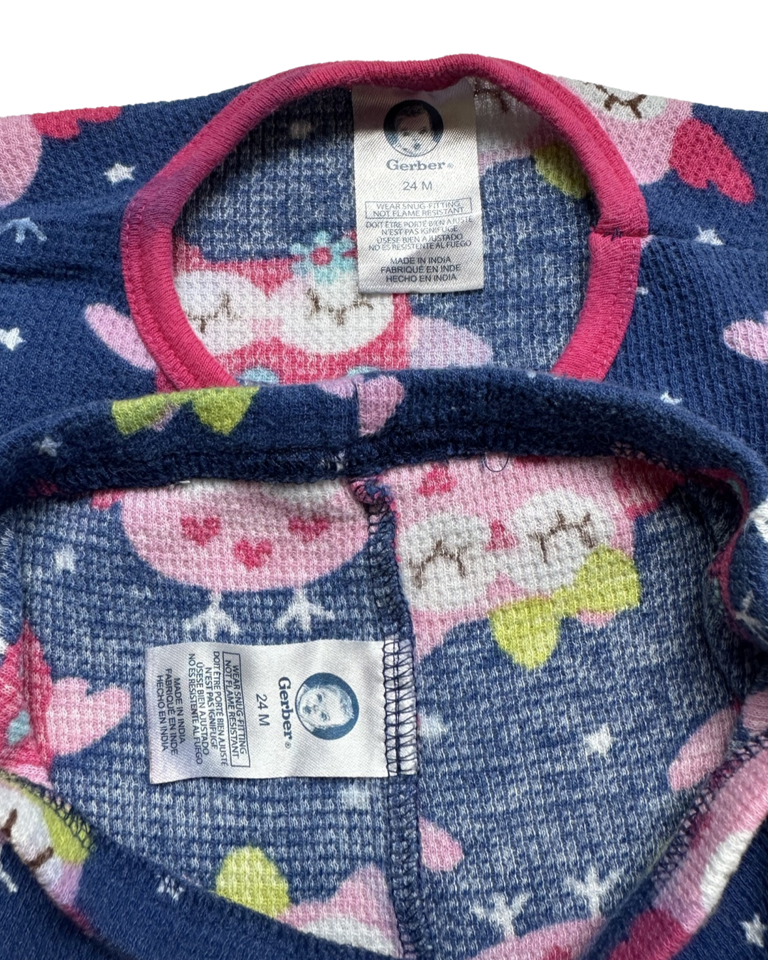 24M Baby Girl Gerber Thermal Owl PJs