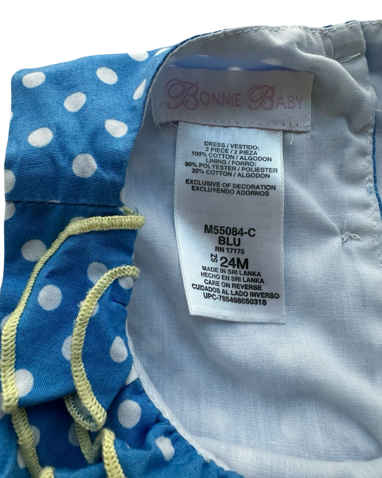 24M Baby Girls Bonnie Baby Polka Dots, Ruffle Collar, Embroidered Appliqué 🌼🌼🌼 🐞And Sleeveless Dress