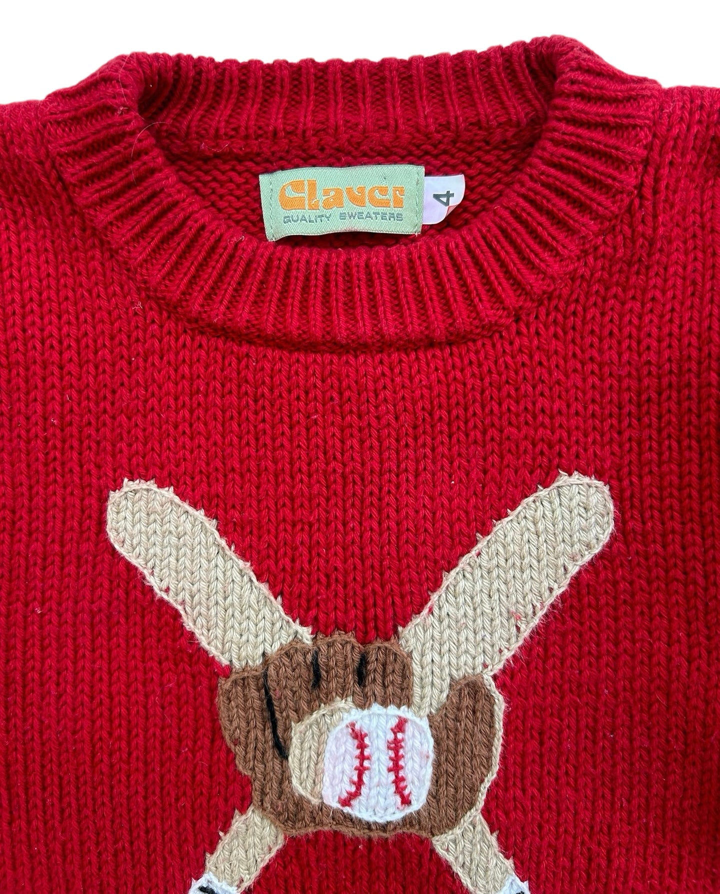 4Y Claver Boys Pull Over Sweater Baseball Mitt And Bat.