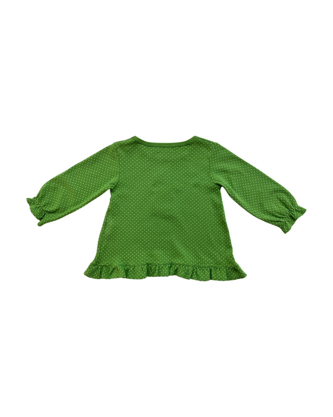 24M Baby Girl Green Polka Dot Luigi Snowman Long Sleeve Shirt