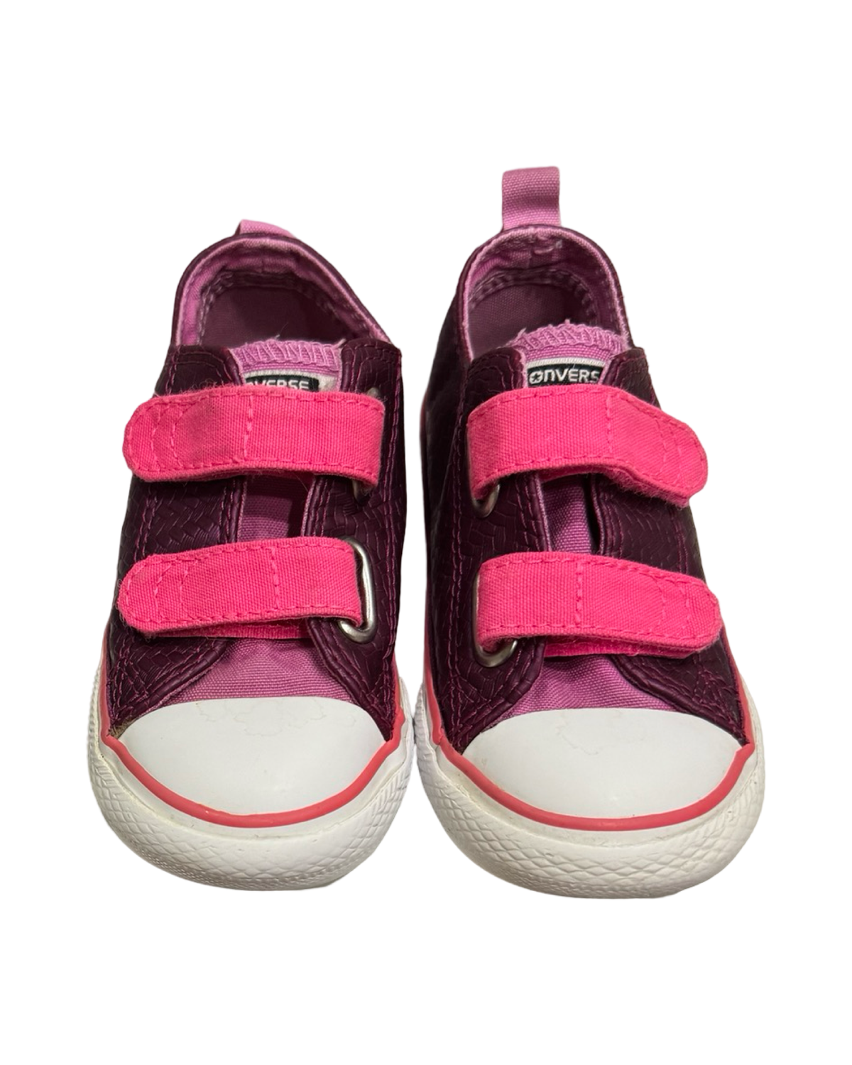 8C Toddler Girl Converse Purple / Pink Woven Shimmer Velcro Sneaker
