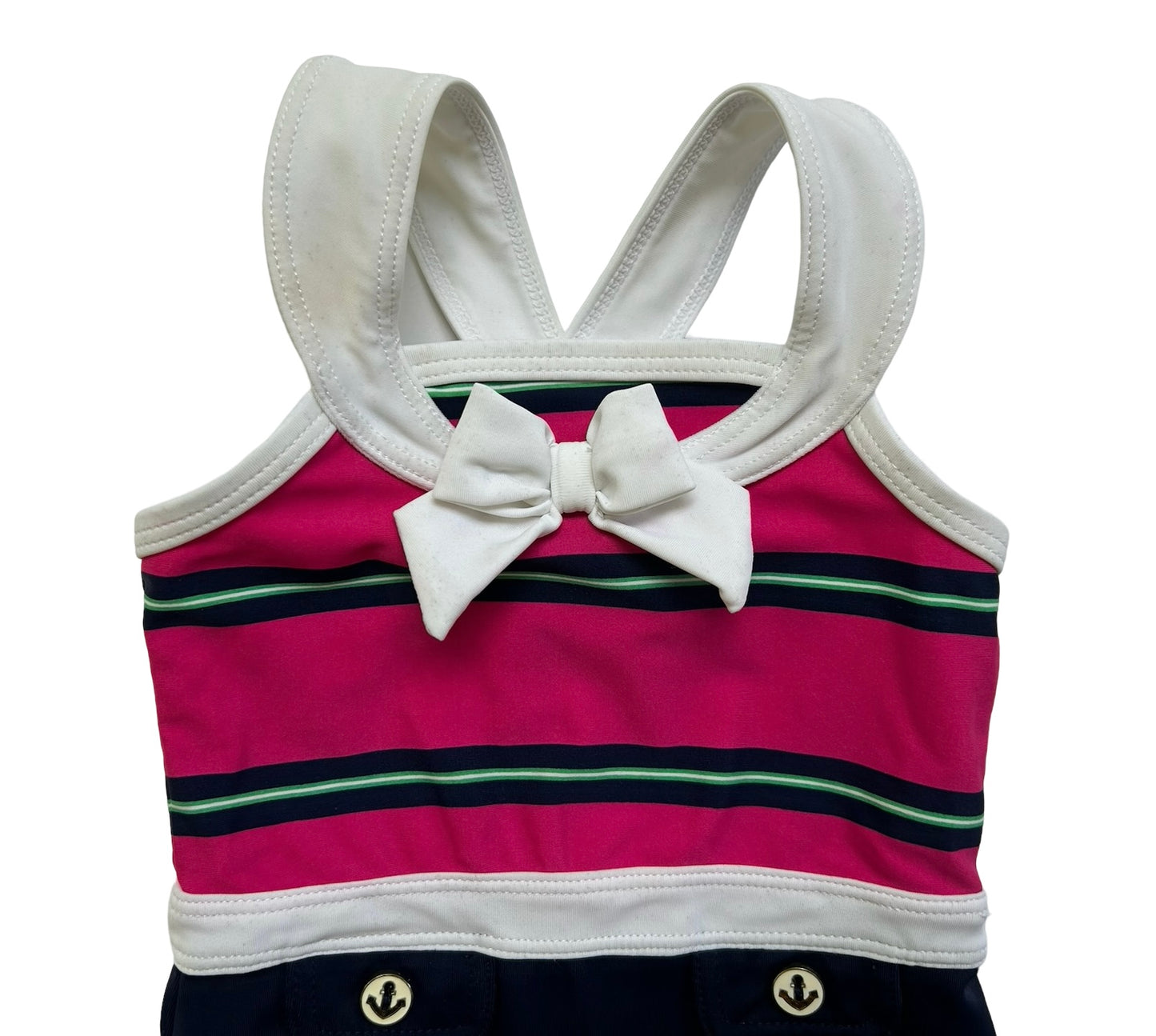6M - 12M Baby Girl Janie & Jack Striped Nautical Swim Suit One Piece