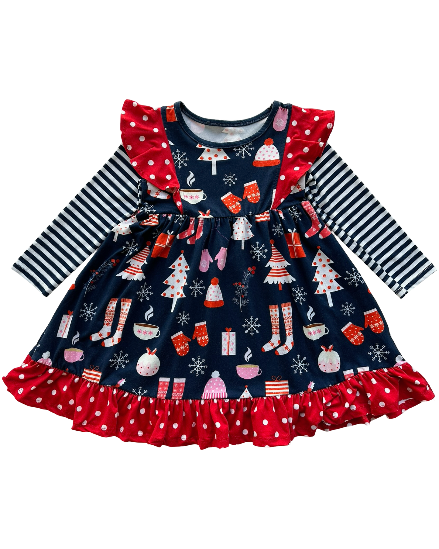 4T -5T Toddler Girls Millie Loves Lily Christmas Long Sleeve Rhonda Dress