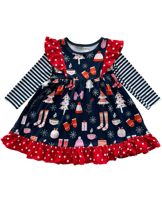 4T -5T Toddler Girls Millie Loves Lily Christmas Long Sleeve Rhonda Dress