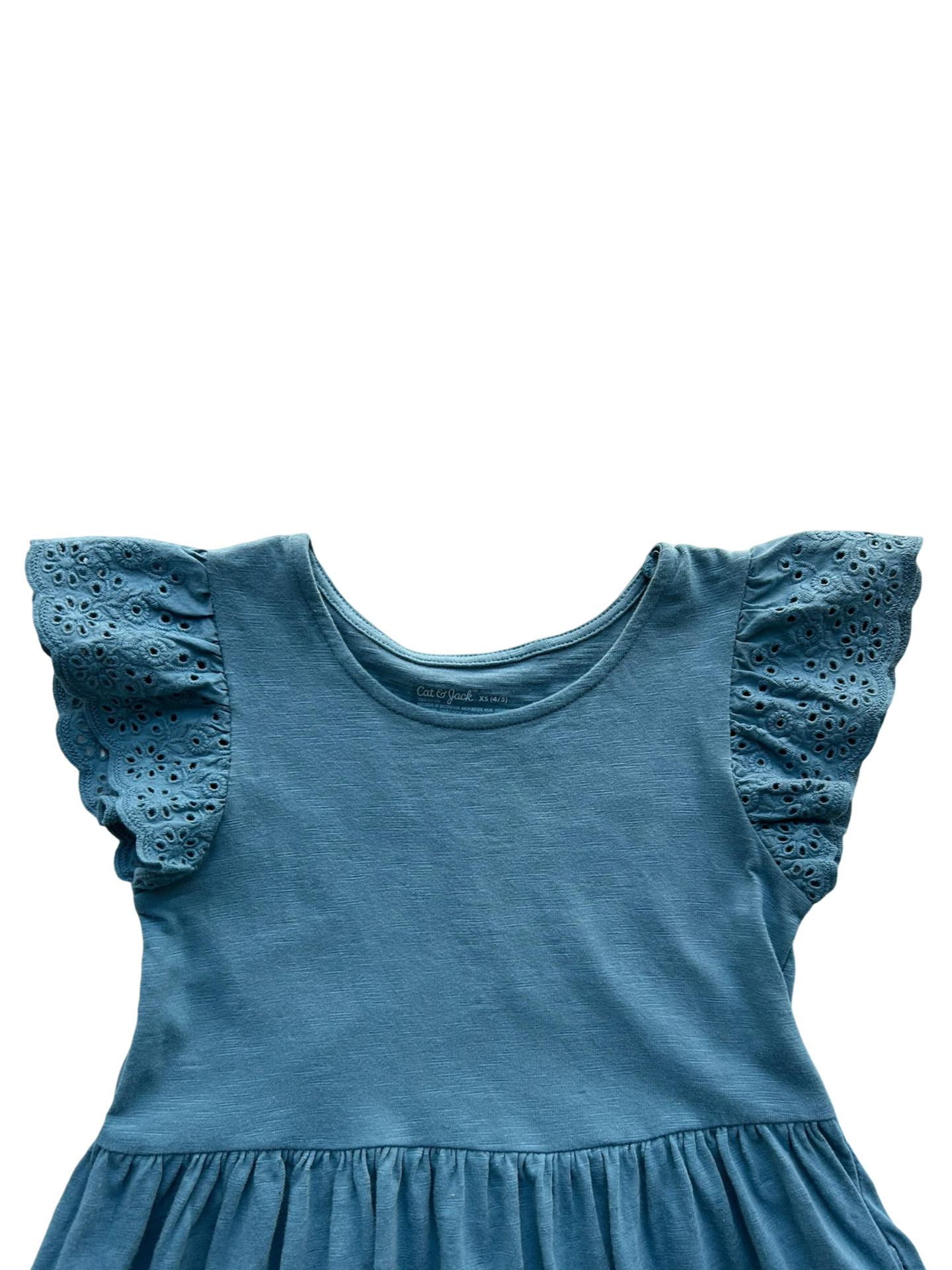 XS 4-5Y Toddler Girls Cat & Jack Flutter Sleeve Eyelet Lace Dress. NWT
