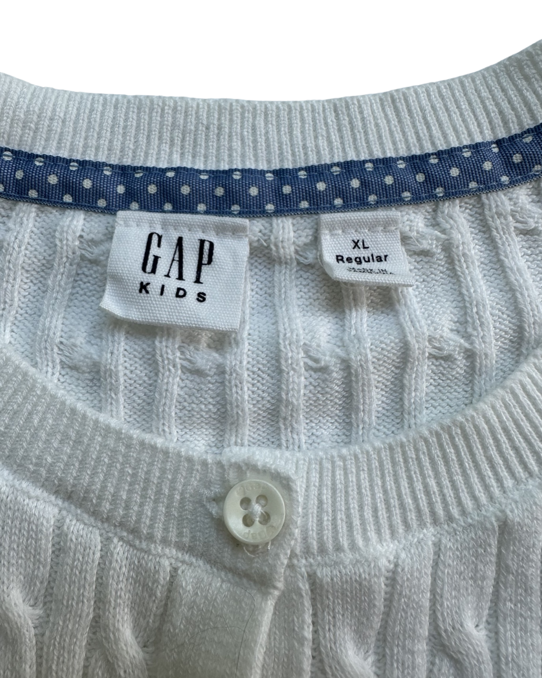 Youth Girls Size XL 12/13 Gap Kids White Cable Knit Cardigan