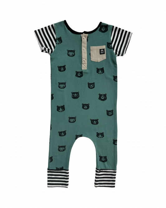 18-24M Baby Boy RAGS to Raches Green Bear Romper
