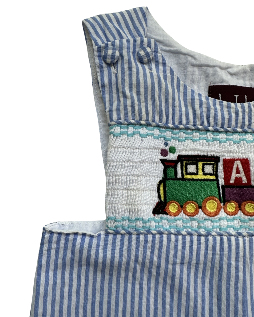 3-6M Baby Boy Lil' Cactus Smocked ABC Train Romper Longall