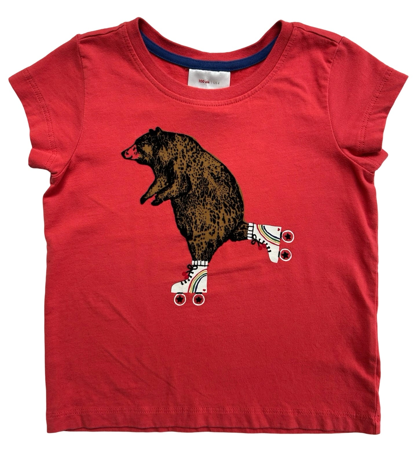4T Toddler Girls Hanna Andersson Short Sleeve Bear Skating T-Shirt.
