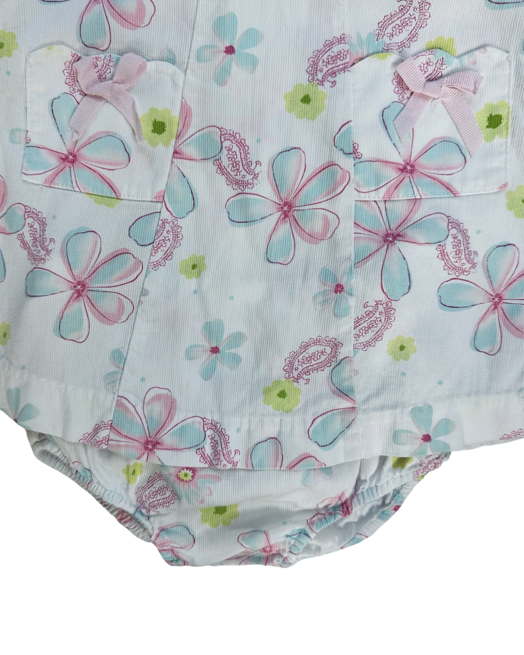 6M Baby Girl Laura Ashley White Collared Pink Floral Dress with Matching Bloomers