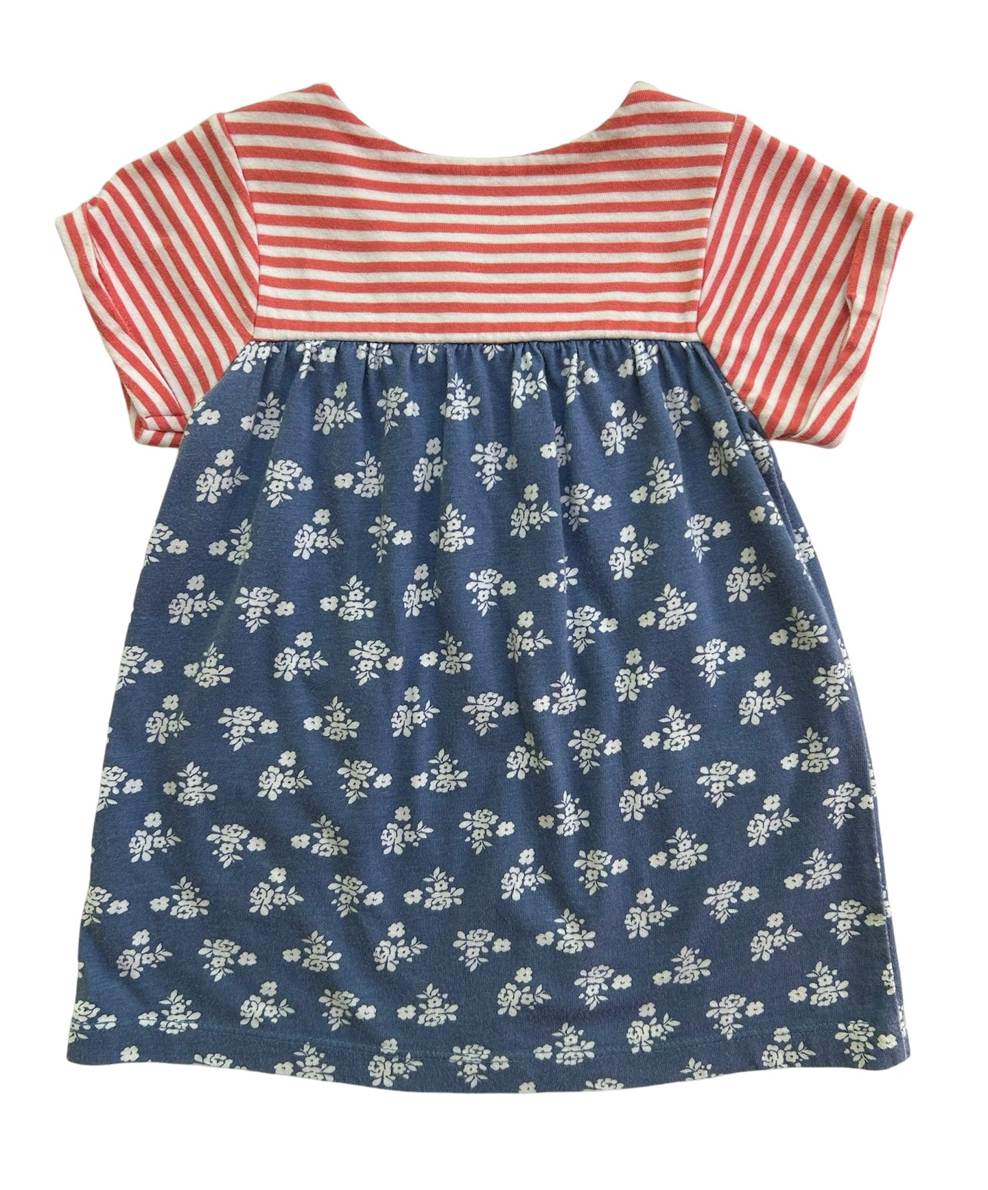 6-12M Baby Boden Striped Floral Dress with Pockets