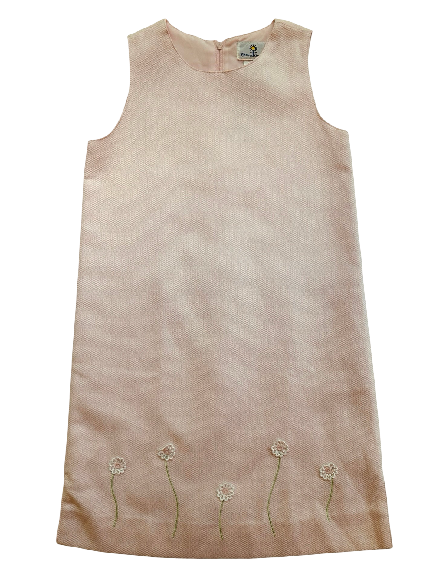 6X Girls Florence Eiseman Pink  Shift Dress With Floral Accents.
