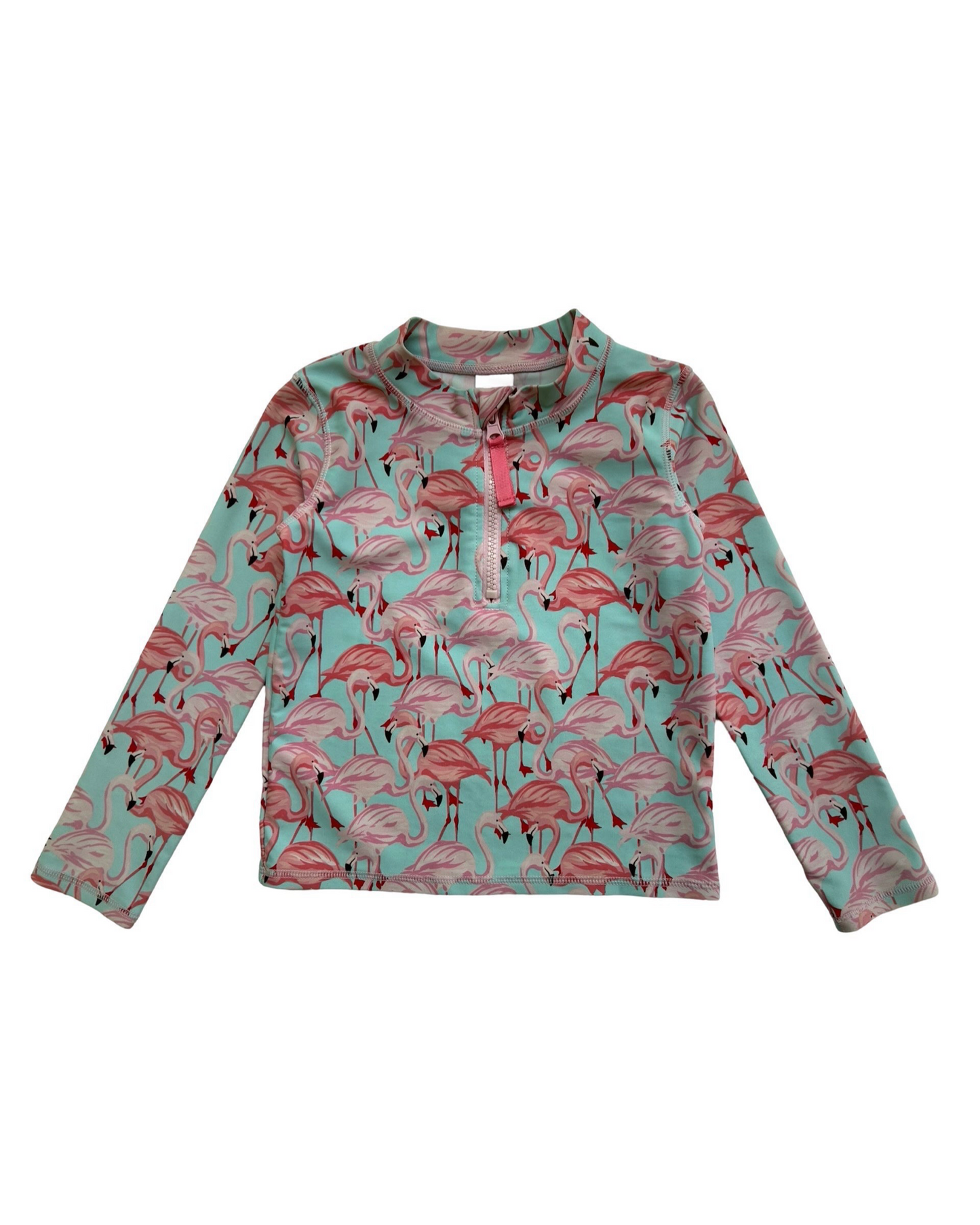 5T Toddler Girl’s RuffleButts Long Sleeve RashGuard Bikini Flamingos 🦩 🦩🦩 Print, Set 2 Pieces.