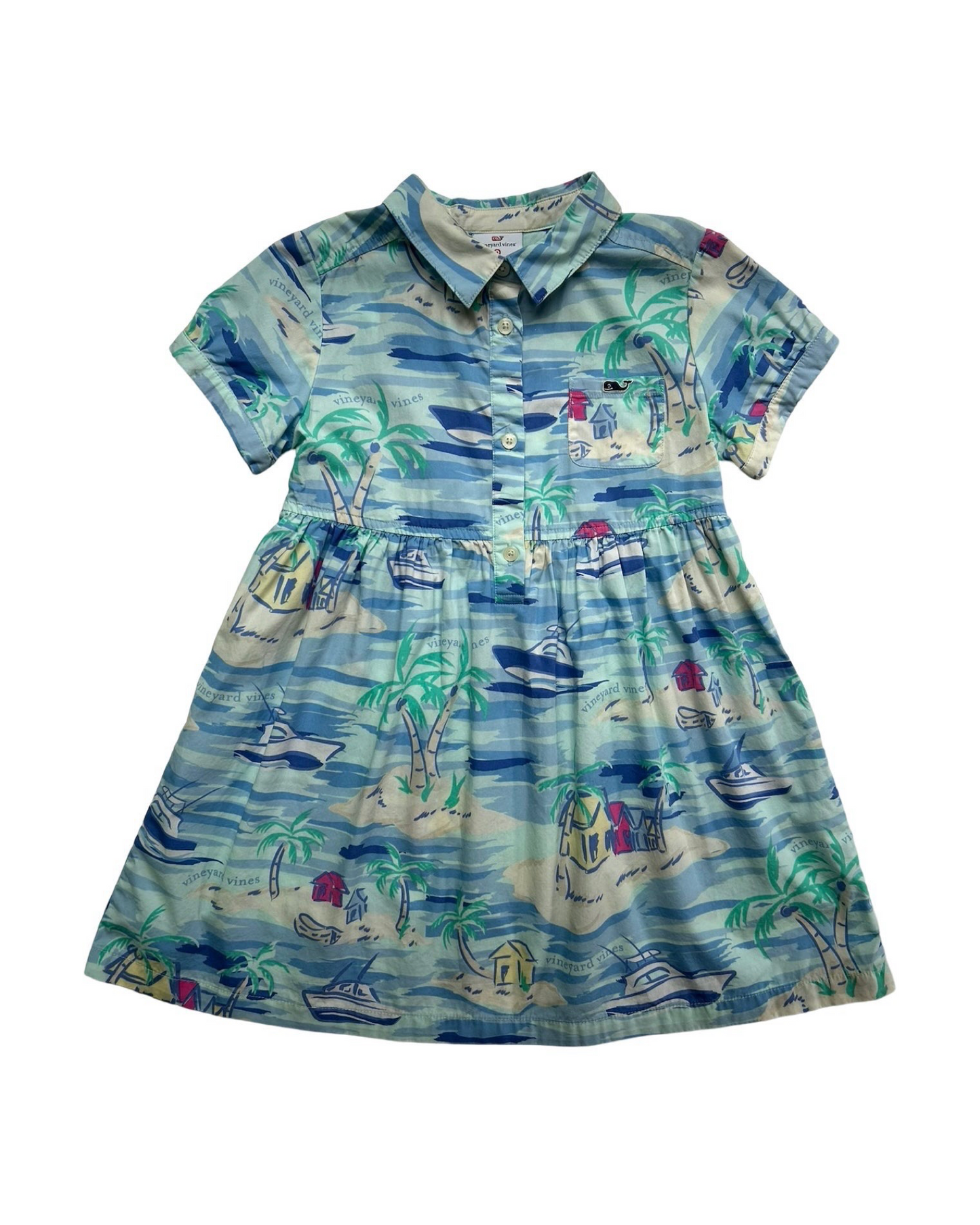 5T Toddler Girl Vineyard Vines for Target Pink / Ocean Print Dress