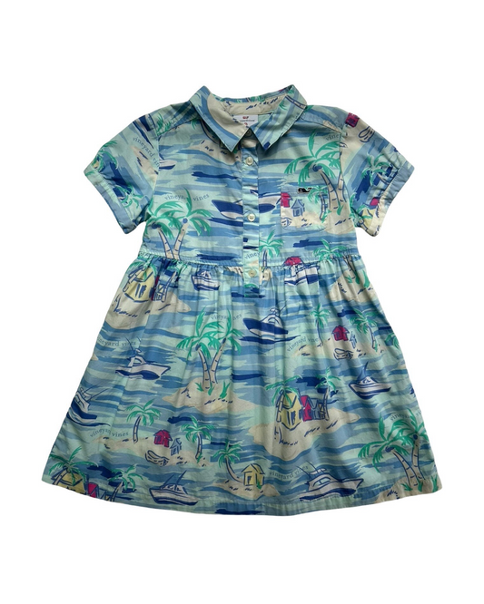 5T Toddler Girl Vineyard Vines for Target Pink / Ocean Print Dress