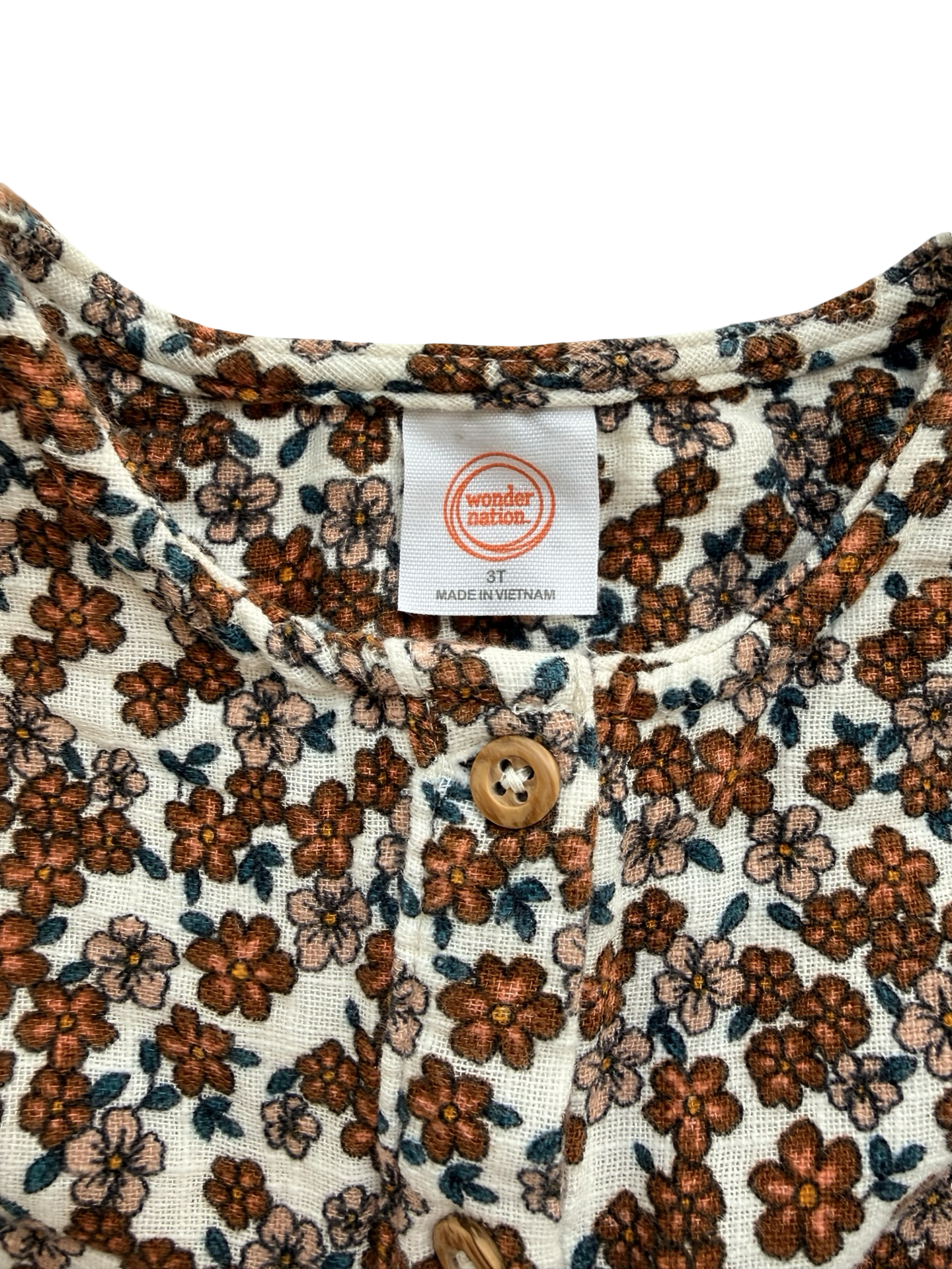 3T Toddler Girl Brown Floral Long Sleeve Dress