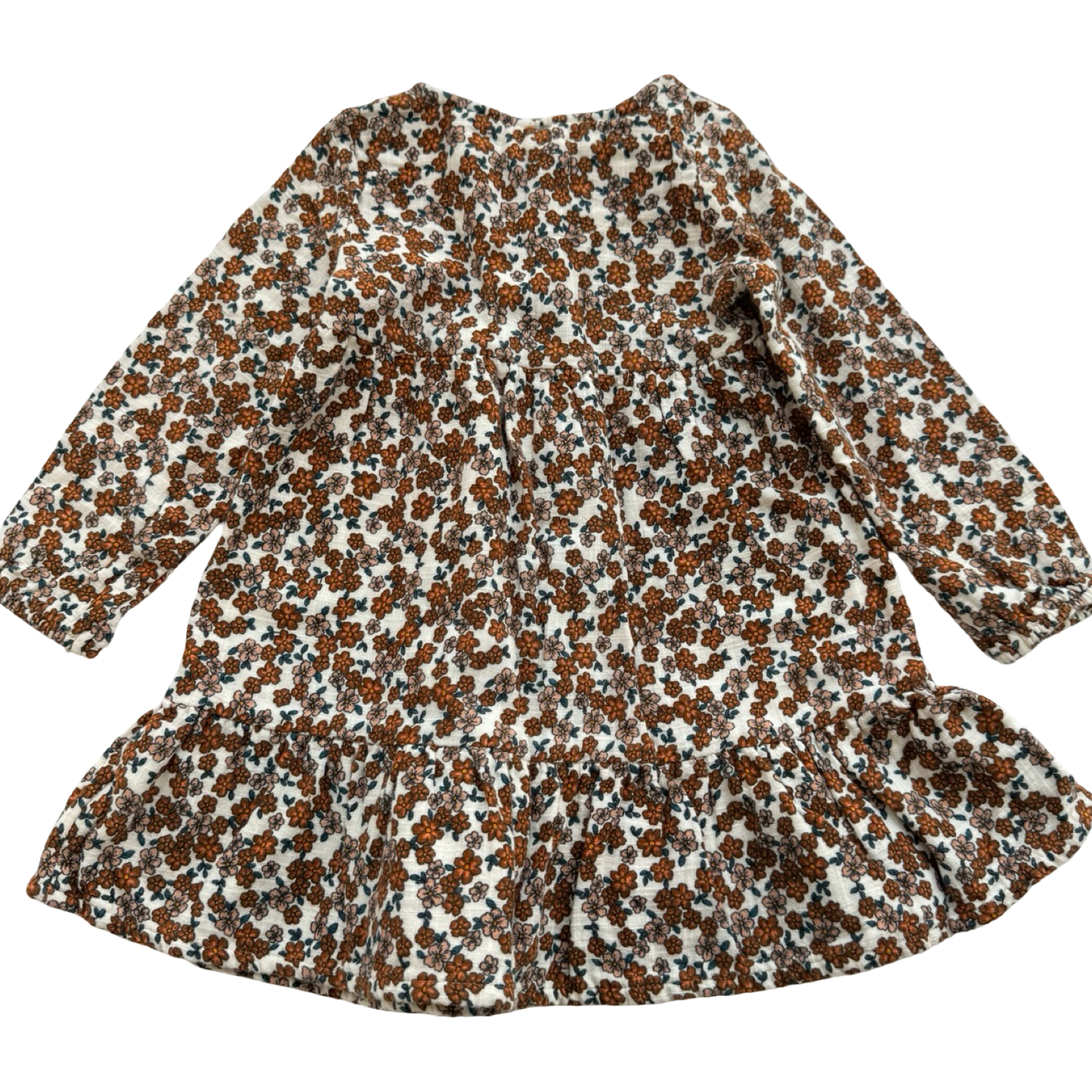 3T Toddler Girl Brown Floral Long Sleeve Dress