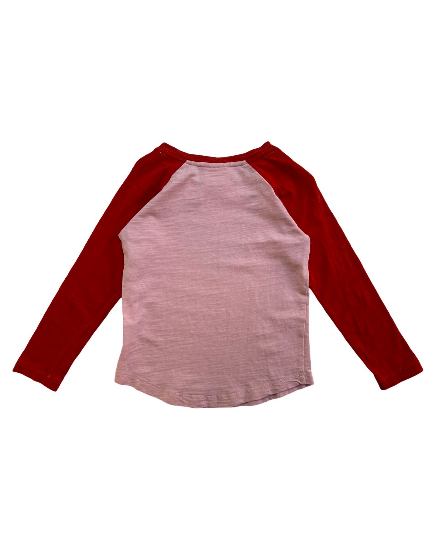 4T Toddler Girl Hanna Andersson Long Sleeve Shirt Raglan Top Pink Red Heart ♥️